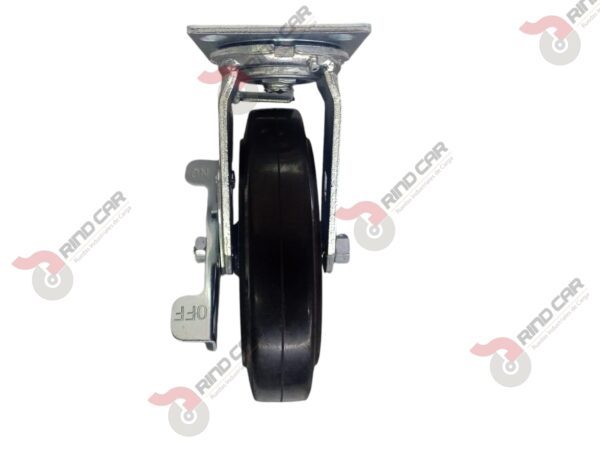 Rodaja Giratoria con freno 8"x2" fierro hule Vulcanizado cap. 420 Kg - Image 3