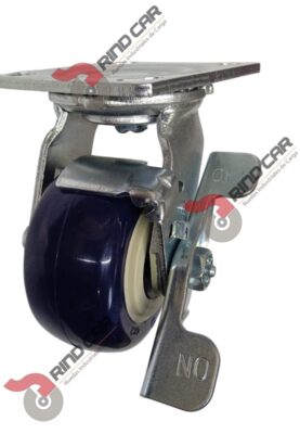 Rodaja Giratoria Con Freno 4"x2" de Poliuretano con centro de Polipropileno cap. 300kg