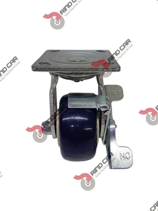 Rodaja Giratoria Con Freno 4"x2" de Poliuretano con centro de Polipropileno cap. 300kg - Image 2