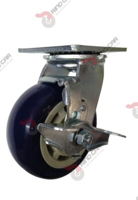 Rodaja Giratoria Con Freno 6"x2 de Poliuretano con centro de Polipropileno cap. 450kg