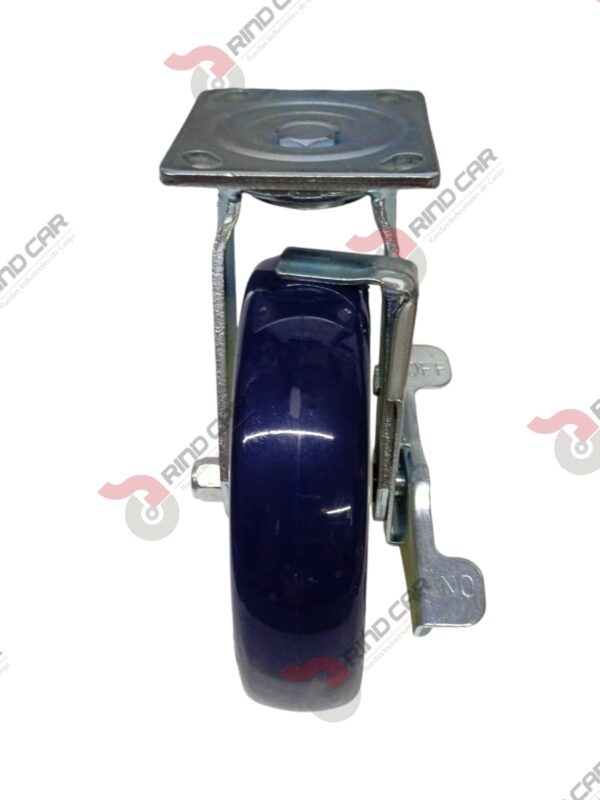 Rodaja Giratoria Con Freno 8"x2 de Poliuretano con centro de Polipropileno cap. 544 kg - Image 3