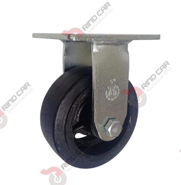 Rodaja Fija 5"x2" fierro hule Vulcanizado cap.180Kg