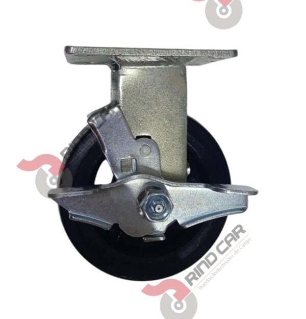 Rodaja Fija con Freno 5"x2" Fierro Hule Vulcanizado cap.180Kg - Image 3