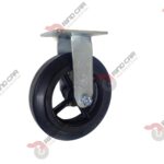 Rodaja Fija 8"x2" fierro hule Vulcanizado cap. 420 Kg