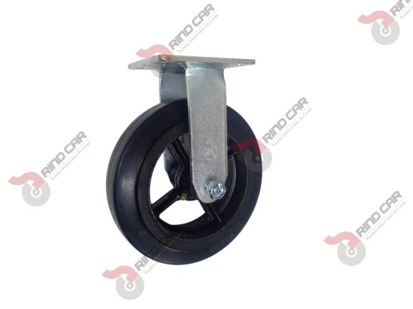 Rodaja Fija 8"x2" fierro hule Vulcanizado cap. 420 Kg