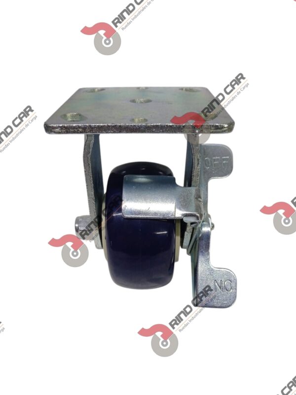 Rodaja Fija Con Freno 4"x2" de Poliuretano con centro de Polipropileno cap. 300kg - Image 3