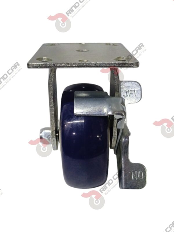 Rodaja Fija Con Freno 5"x2" de Poliuretano con centro de Polipropileno cap. 362kg - Image 3