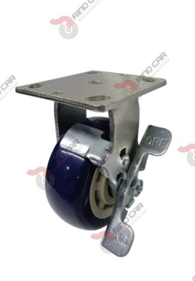 Rodaja Fija Con Freno 5"x2" de Poliuretano con centro de Polipropileno cap. 362kg