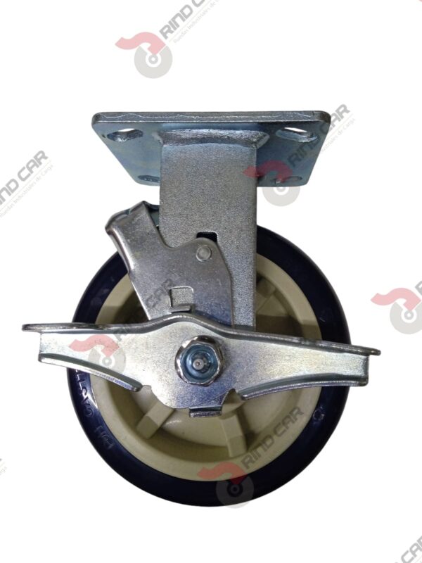 Rodaja Fija Con Freno 6"x2 de Poliuretano con centro de Polipropileno cap. 450kg - Image 2