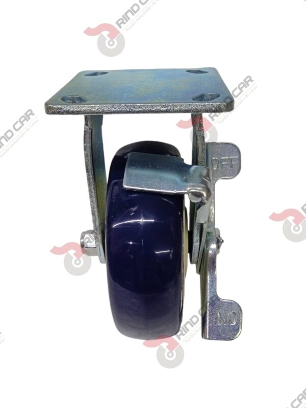 Rodaja Fija Con Freno 6"x2 de Poliuretano con centro de Polipropileno cap. 450kg - Image 3