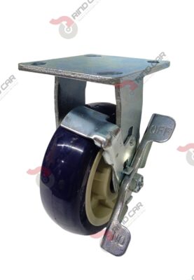 Rodaja Fija Con Freno 6"x2 de Poliuretano con centro de Polipropileno cap. 450kg