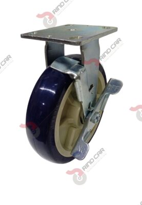 Rodaja Fija Con Freno 8"x2 de Poliuretano con centro de Polipropileno cap. 544 kg