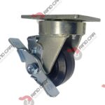 Rodaja Giratoria Alto impacto con Freno 4"x2" fierro hule Vulcanizado cap.280Kg