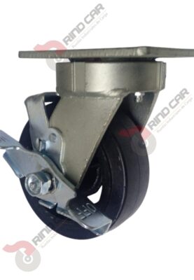Rodaja Giratoria Alto impacto con freno 5"x2" fierro hule cap. 280 Kg