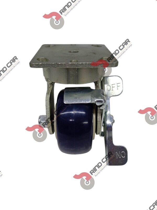 Rodaja Alto Impacto Con Freno 4"x2" de Poliuretano con centro de Polipropileno cap. 340kg - Image 3