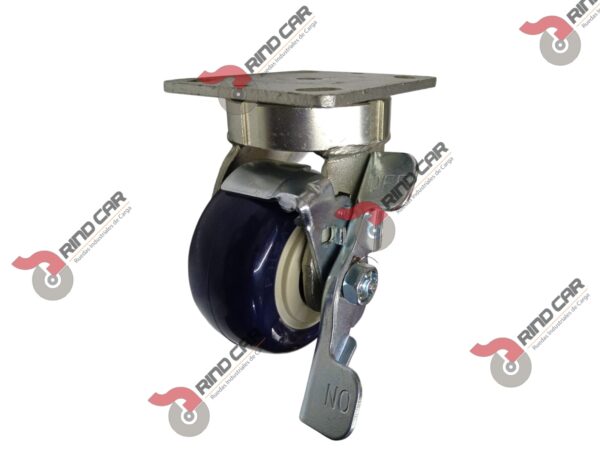 Rodaja Alto Impacto Con Freno 4"x2" de Poliuretano con centro de Polipropileno cap. 340kg