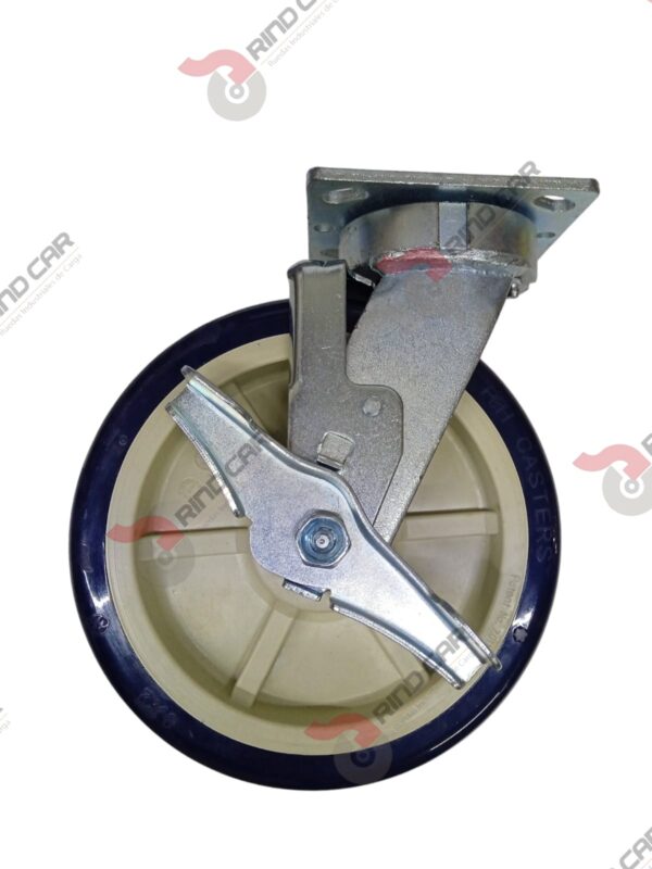 Rodaja Alto Impacto Con Freno 8"x2 de Poliuretano con centro de Polipropileno cap. 580 kg - Image 2