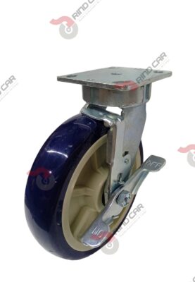 Rodaja Alto Impacto Con Freno 8"x2 de Poliuretano con centro de Polipropileno cap. 580 kg