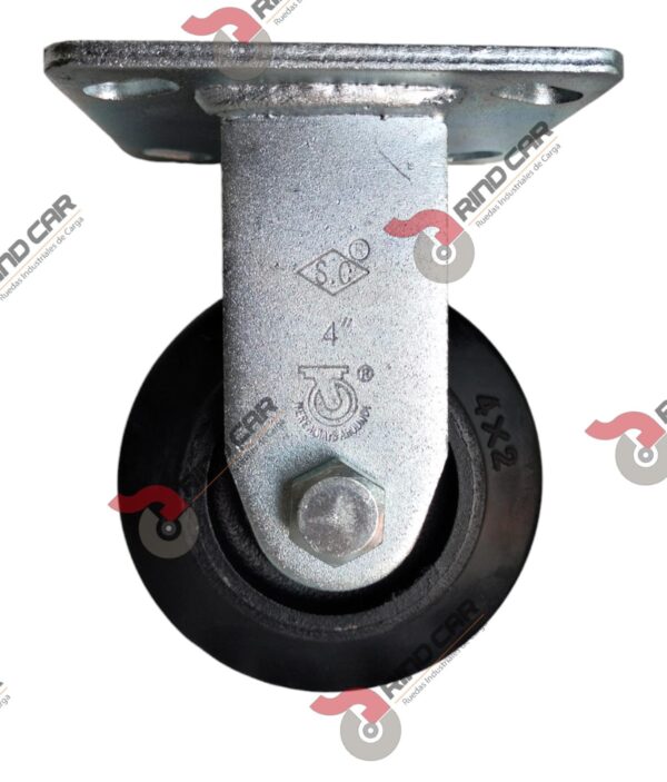 Rodaja Fija 4"x2" fierro hule Vulcanizado cap.180Kg - Image 3