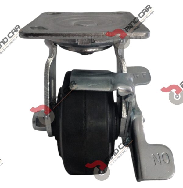 Rodaja Giratoria con freno 4"x2" fierro hule Vulcanizado cap.180Kg - Image 2