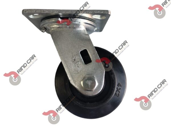 Rodaja Giratoria 4"x2"  Fierro Hule Vulcanizado Cap. 180Kg - Image 3