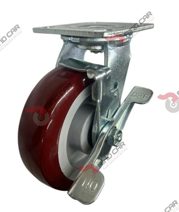 Rodaja Giratoria Con Freno 6"x 2 Hi-Tech de poliuretano CAP. 408 kg