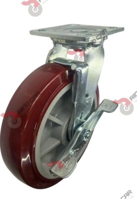 Rodaja Giratoria Con Freno 8"x 2 Hi-Tech de poliuretano CAP. 453 kg
