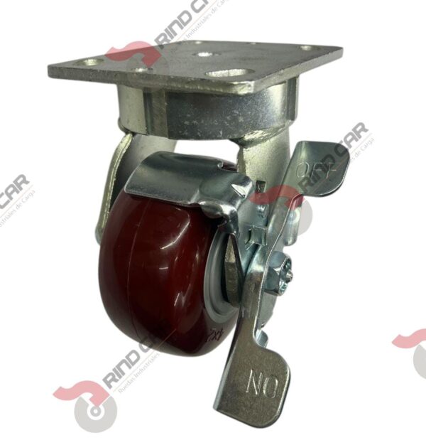 Rodaja Alto Impacto Con Freno 4"x 2 Hi-Tech de poliuretano CAP. 312kg