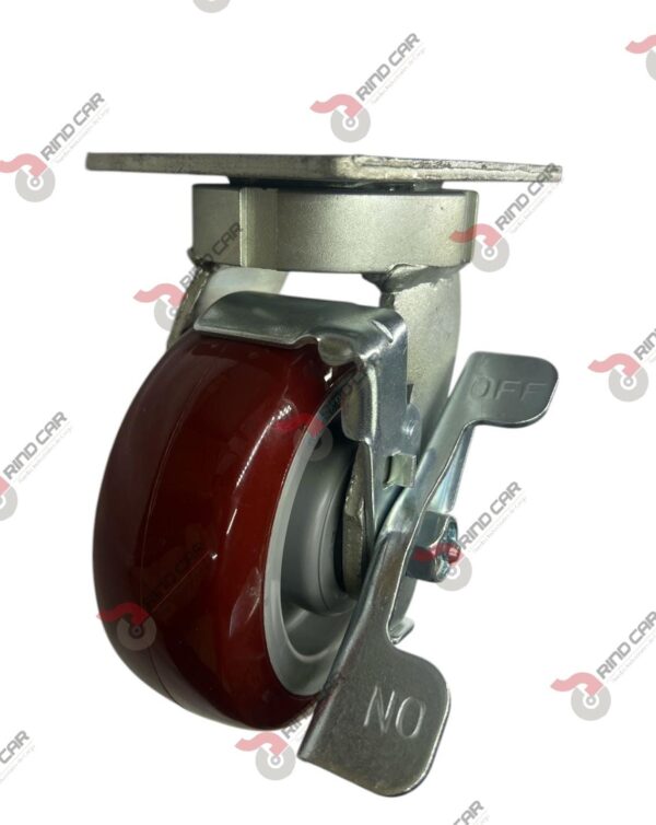 Rodaja Alto Impacto Con Freno 5"x 2 Hi-Tech de poliuretano CAP. 380 kg