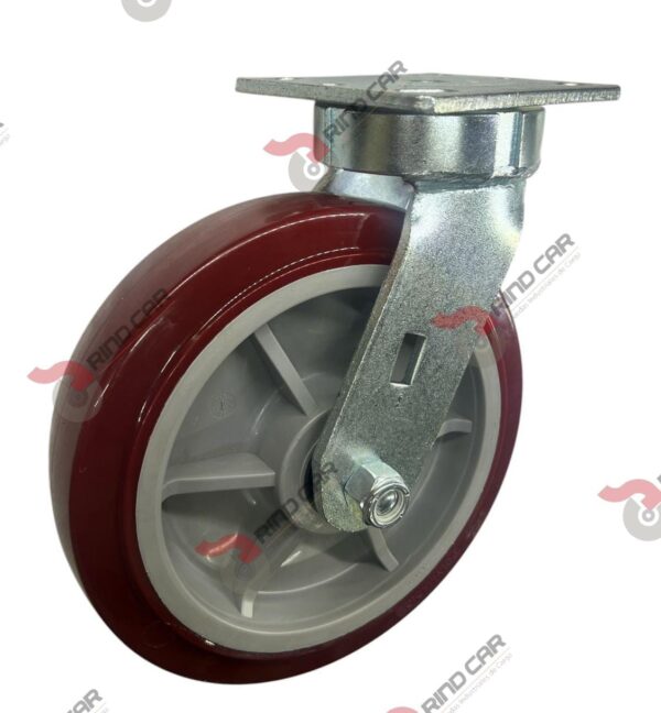 Rodaja Giratoria Alto Impacto 8"x 2 Hi-Tech de poliuretano CAP. 500 kg