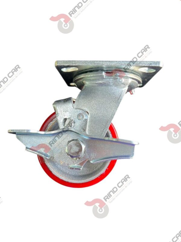 Rodaja Giratoria Con Freno De Fierro Recubierta De Poliuretano  4"X 2" CAP. 317KG - Image 2