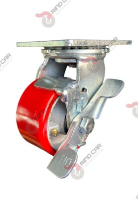 Rodaja Giratoria Con Freno De Fierro Recubierta De Poliuretano  4"X 2" CAP. 317KG