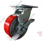 Rodaja Giratoria Con Freno De Fierro Recubierta De Poliuretano 5"X 2" CAP. 453KG