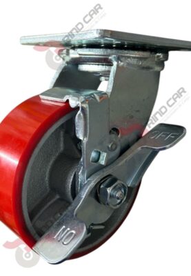 Rodaja Giratoria Con Freno De Fierro Recubierta De Poliuretano  5"X 2" CAP. 453KG