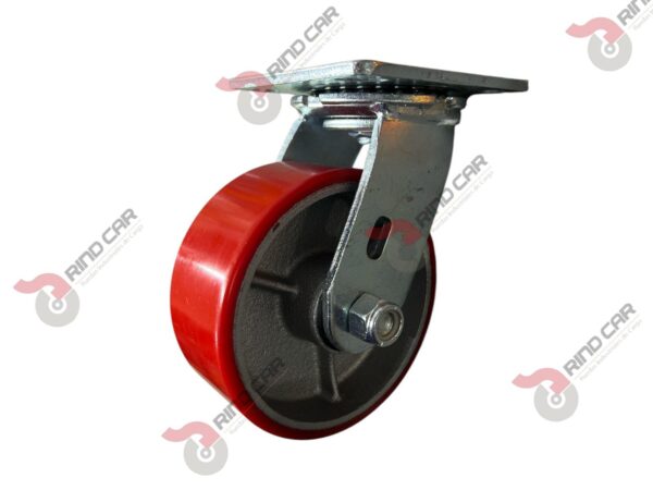 Rodaja Giratoria De Fierro Recubierta De Poliuretano  5"X 2" CAP. 453KG
