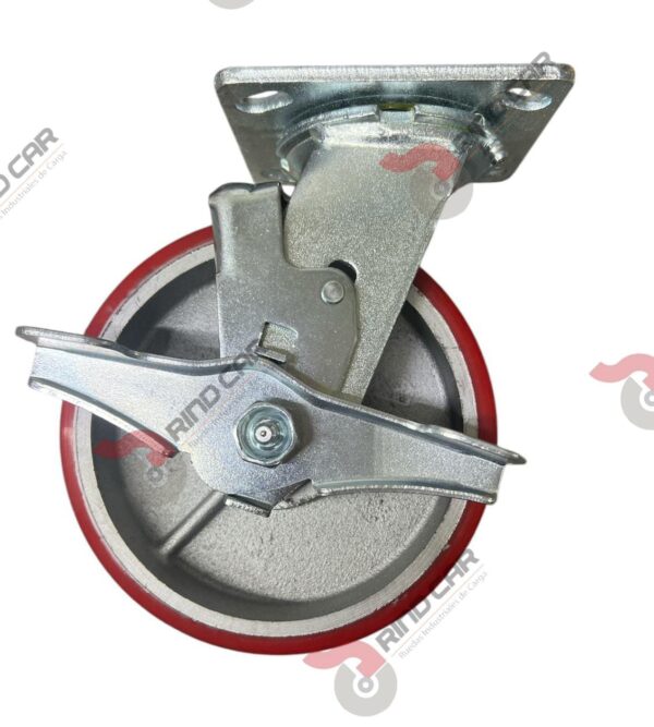Rodaja Giratoria Con Freno De Fierro Recubierta De Poliuretano  6"X 2" CAP. 544KG - Image 2