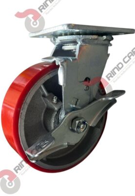 Rodaja Giratoria Con Freno De Fierro Recubierta De Poliuretano  6"X 2" CAP. 544KG