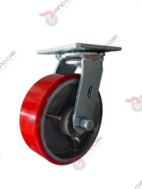 Rodaja Giratoria De Fierro Recubierta De Poliuretano  6"X 2" CAP. 544KG