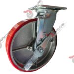 Rodaja Giratoria Con Freno De Fierro Recubierta De Poliuretano 8"X 2" CAP. 680KG