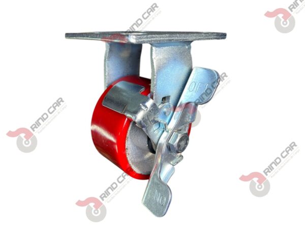 Rodaja Fija Con Freno De Fierro Recubierta De Poliuretano 4"X 2" CAP. 317KG