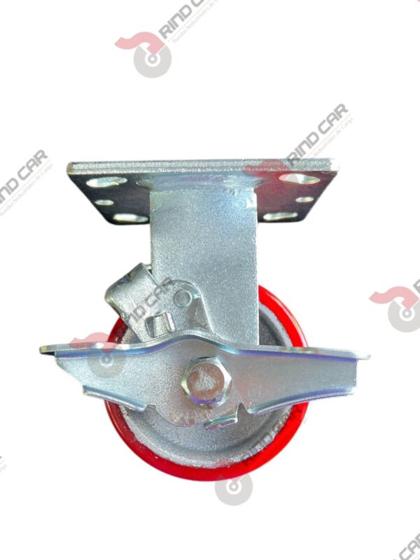 Rodaja Fija Con Freno De Fierro Recubierta De Poliuretano 4"X 2" CAP. 317KG - Image 2