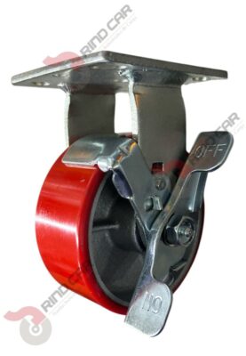Rodaja Fija Con Freno De Fierro Recubierta De Poliuretano 5"X 2" CAP. 453KG