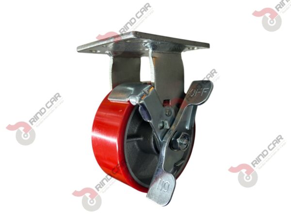 Rodaja Fija Con Freno De Fierro Recubierta De Poliuretano 5"X 2" CAP. 453KG