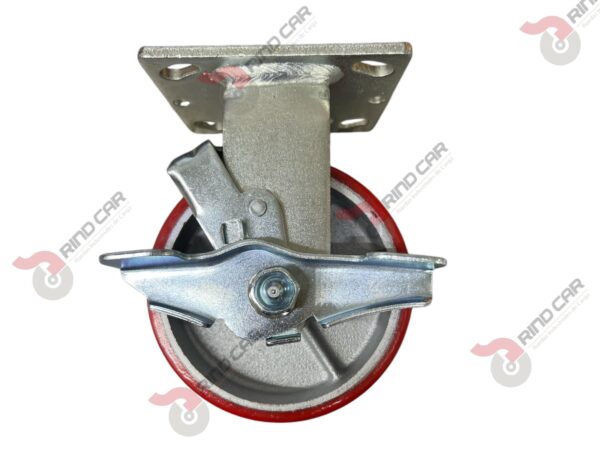 Rodaja Fija Con Freno De Fierro Recubierta De Poliuretano 5"X 2" CAP. 453KG - Image 2