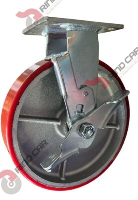 Rodaja Fija Con Freno De Fierro Recubierta De Poliuretano  8"X 2" CAP. 680KG