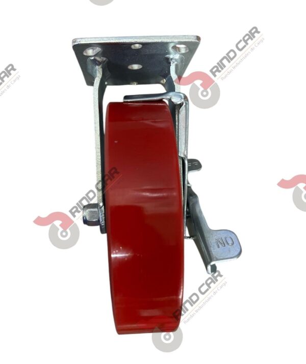 Rodaja Fija Con Freno De Fierro Recubierta De Poliuretano  8"X 2" CAP. 680KG - Image 3