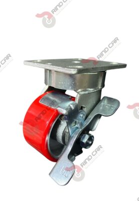 Rodaja Alto Impacto Con Freno De Fierro Recubierta De Poliuretano 4"X 2" CAP. 357KG