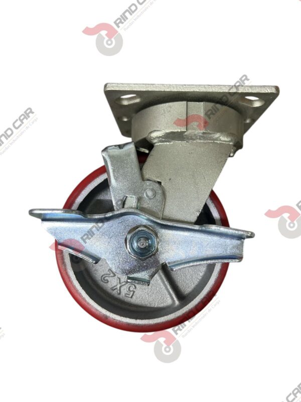 Rodaja Alto Impacto Con Freno De Fierro Recubierta De Poliuretano  5"X 2" CAP. 493KG - Image 2