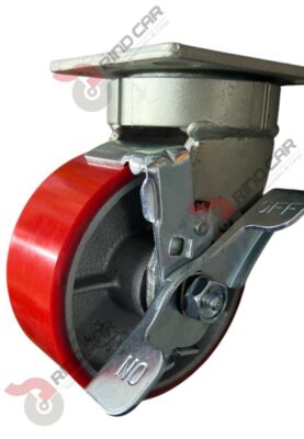 Rodaja Alto Impacto Con Freno De Fierro Recubierta De Poliuretano  5"X 2" CAP. 493KG