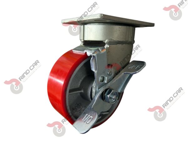 Rodaja Alto Impacto Con Freno De Fierro Recubierta De Poliuretano  5"X 2" CAP. 493KG